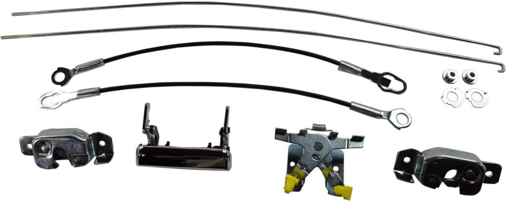 for Ford F-150 / F-250 / F-350 Tailgate Lock 1987-1996 | w/Chrome Handle / 2 Rods / 2 Cables/ 2 Latches / 1 Hinge | Styleside