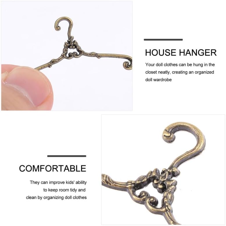 OUNONA 15 pcs Mini Hangers for Dolls Miniature Metal Clothes Hangers Doll Clothes Hanger Set for Dollhouse Storage Kids Room Decor Mini House Display