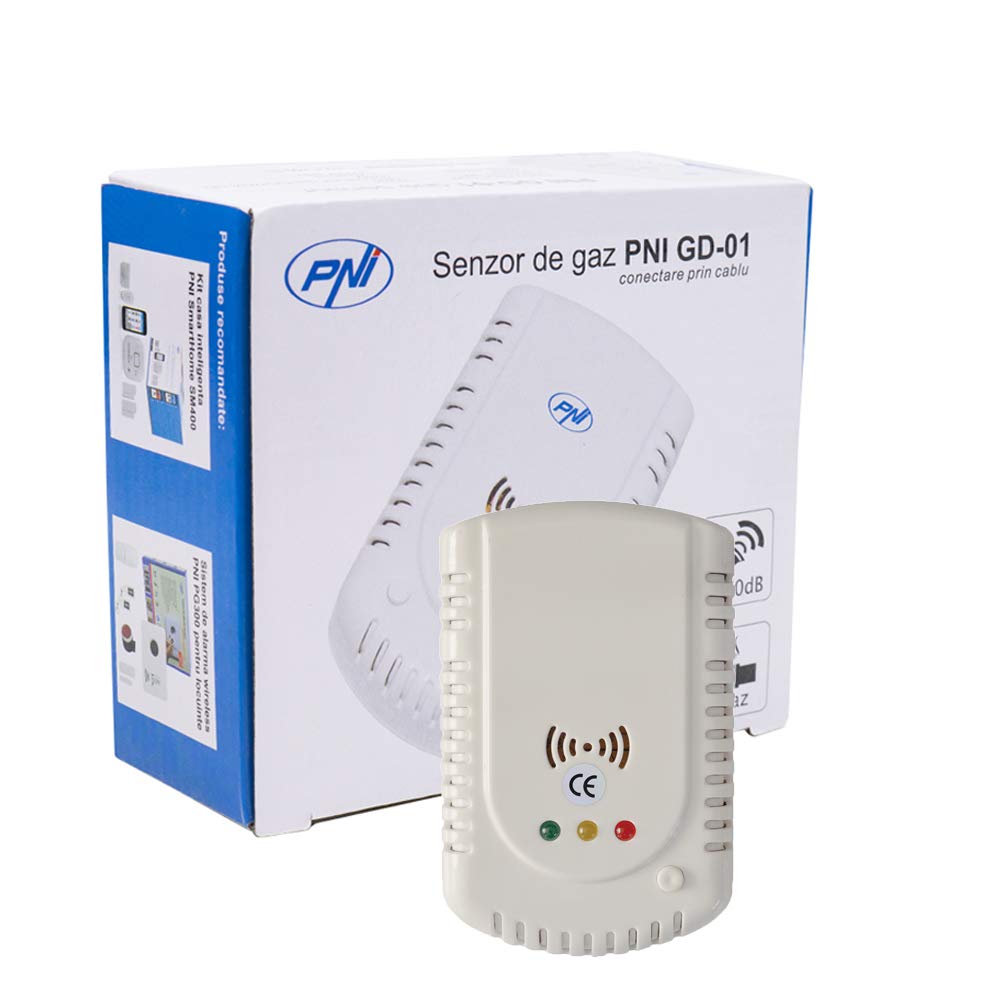 PNI GD-01 sensor, with audible and light warning, compatible with PNI V-02 solenoid valve, White