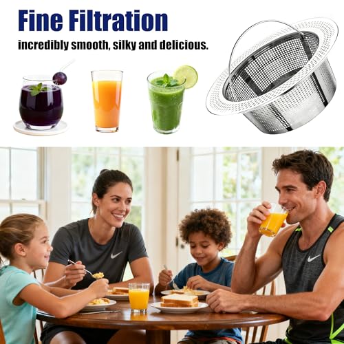 Juice Strainer for Nama J2 Cold Press Juicer,Pulp Strainer After Juicing,Suitable for Nama J2 Juicer Secondary Fine Filter Accessories&mdash;Hands-Free and Fitting Most Containers,304 Stainless(White)