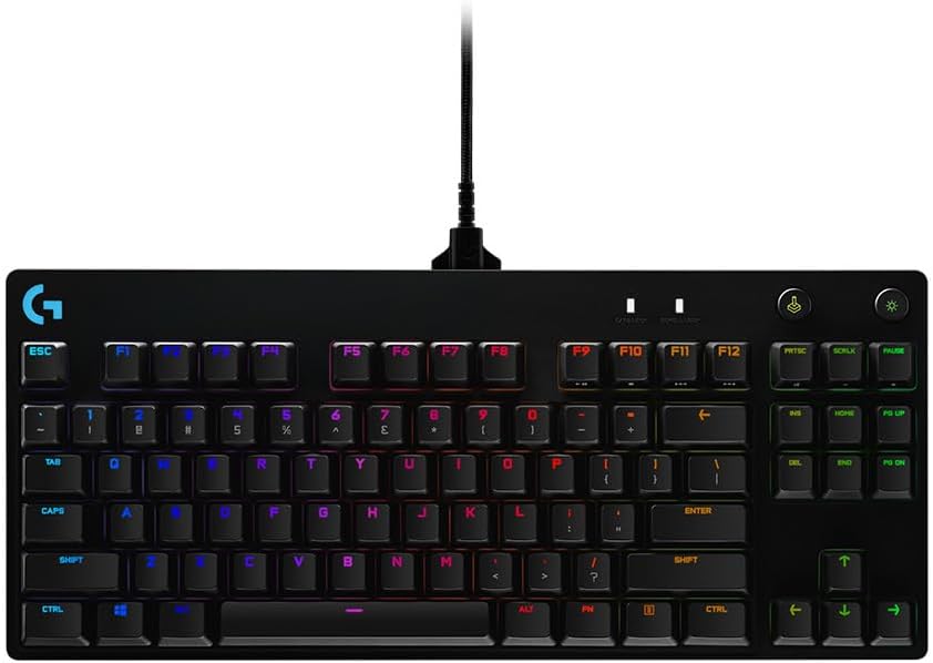 PRO Mechanical Gaming Keyboard, Ultra Portable Tenkeyless Design, Detachable Micro USB Cable, 16.8 Million Color LIGHTSYNC RGB backlit keys - Black