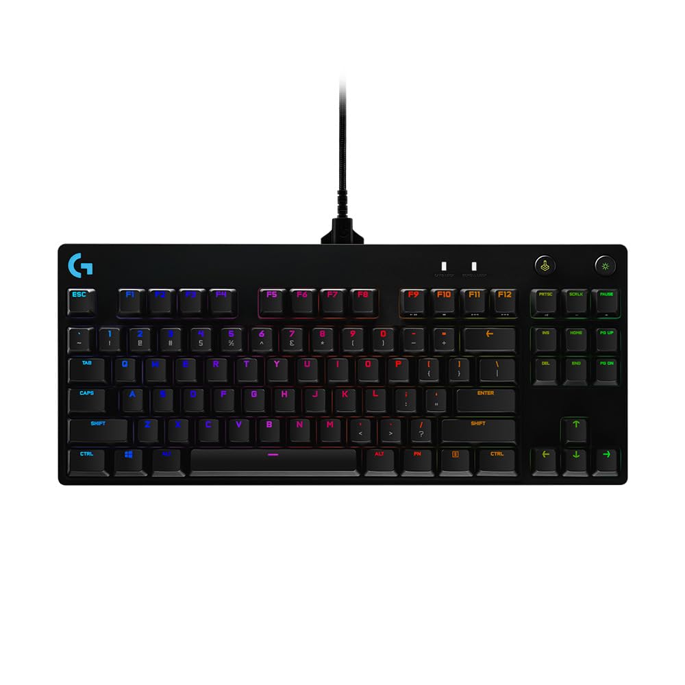 Logitech G PRO Mechanical Gaming Keyboard, Ultra Portable Tenkeyless Design, Detachable Micro USB Cable, 16.8 Million Color LIGHTSYNC RGB backlit keys - Black