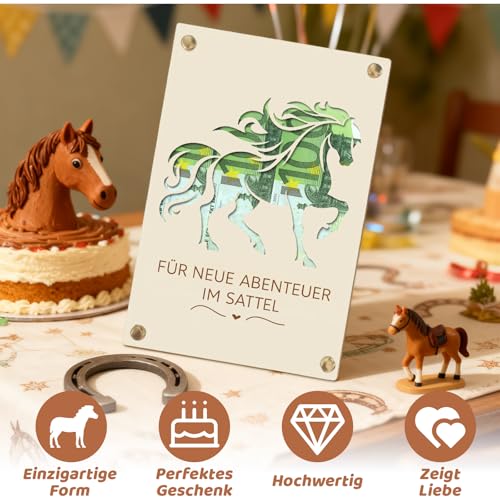 Geldgeschenk Reiter aus Holz 13 x 10 cm, Kreative Verpackung für Geld & Gutscheine, Geburtstagsgeschenk mit Personalisierung, Originelles Pferdegeschenk für Reitsport Fans, Reiter & Pferdeliebhaber
