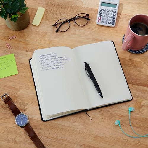 Image of amazon basics A5 Journal /Notebook /Diary with Ribbon Bookmark & Pen | Gift Set For Corporate and Personal Occasions(Black)