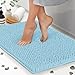 ITSOFT Non-Slip Shaggy Chenille Soft Microfibers Bathroom Rug with Water Absorbent, Machine Washable, 21 x 34 Inch Spa Blue