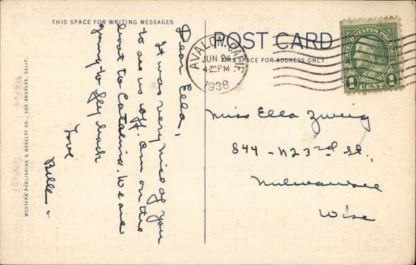 Miniatura 2 de Avalon and Bay, Residence of P.K. Wrigley Santa Catalina Island, California CA Original Antique Postcard