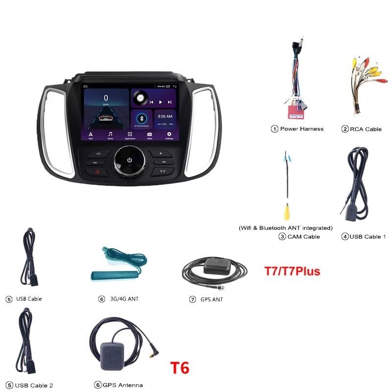 Radio Coche Bluetooth 2 DIN con pantalla HD de 4 núcleos 7