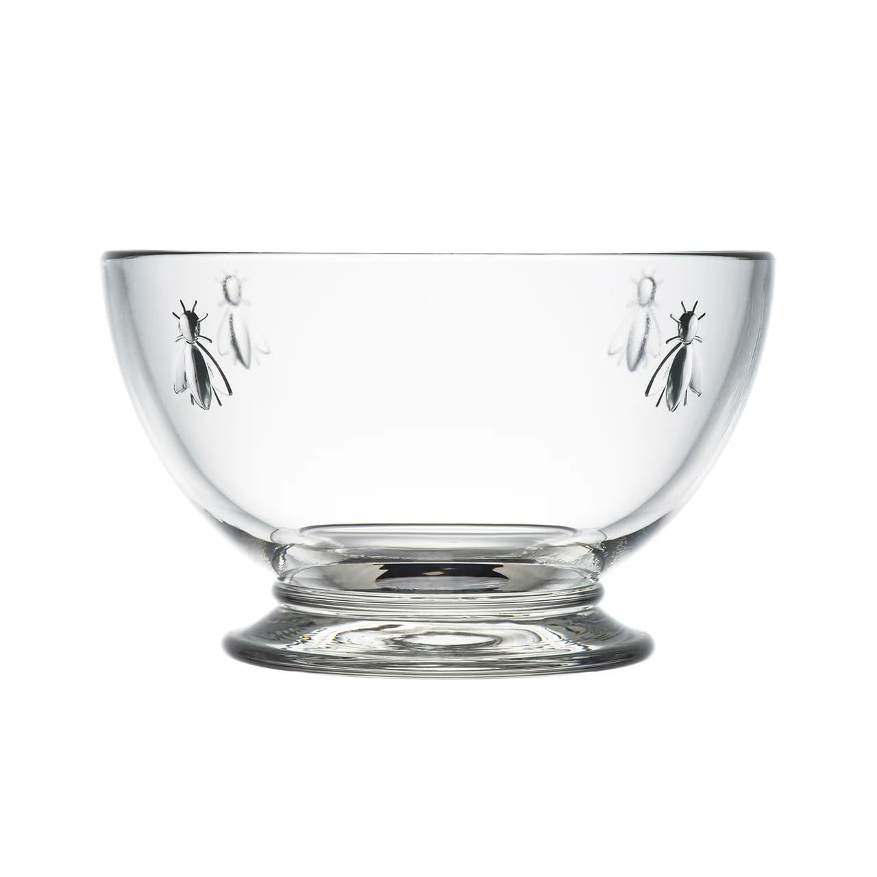 La Rochère Abeille Schalen mit Bienen-Muster 6er Set, Ø 13.8 cm, Beilagenschalen aus Glas, Spülmaschinengeeignet