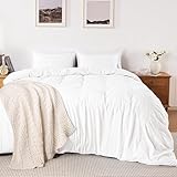 White Super Soft Duvet Cover Set Queen Size, 3 Pieces Pre-washed Microfiber Cotton-Like Comforter Cover Bedding Set with Button Closure, Includes 1 Duvet cover & 2 Pillow Cases, No Comforter