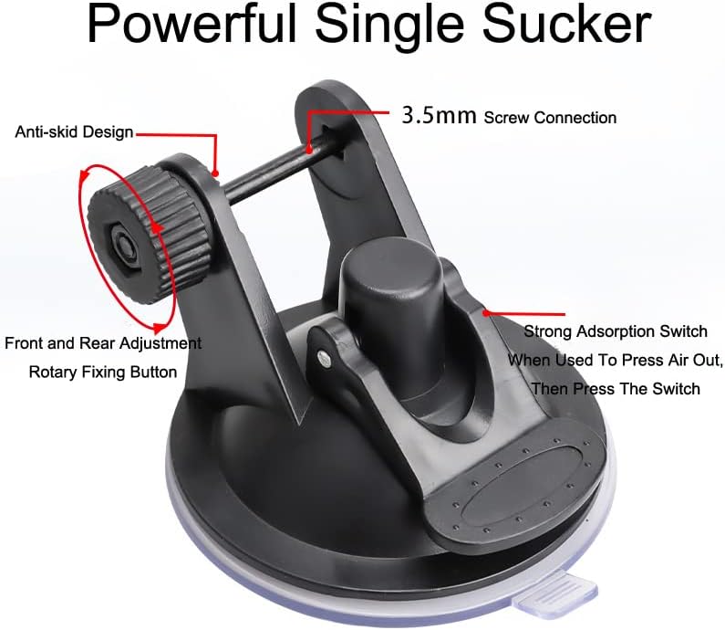 Miniatura 3 de Paquete de 3 soportes de montaje de succión para cámara de tablero sin juntas giratorias, adaptador para navegador GPS de automóvil, soporte base de