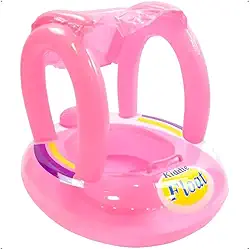 Boia Bebê Inflável com Cobertura Protetora, Flutuador Infantil com Toldo, Segurança e Conforto para Piscina, Praia e Lago – A partir de 6 Meses