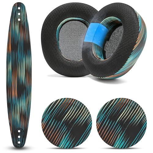 WC Mod Kit Nova Pro Wireless - Coussinets d'oreille en Gel rafraîchissant, Bandeau en Silicone et plaques latérales pour Arctis Nova Pro Wireless, Pro Omni,...