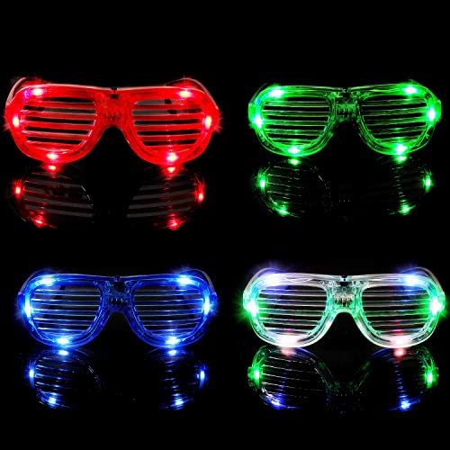 M.best Unisex Fashion Plastic Glow LED Light Up Shades Glasses for Christmas Halloween Wild Clubbing Birthday Party (Set of 12)