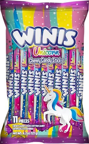 Winis Unicorn | Cotton Candy Chewy Taffy Swirl | 4.3 Oz, 11 Pieces