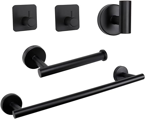 TocTen Juego de accesorios de baño, juego de toallas de baño de acero inoxidable grueso, incluye toallero para baño+soporte para papel higiénico+3