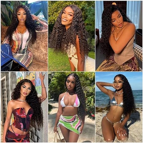 Miniatura 7 de Paquetes de cabello humano 12A de 16, 18, 20 pulgadas, rizado de onda profunda, paquetes de cabello humano virgen, extensiones de cabello, color