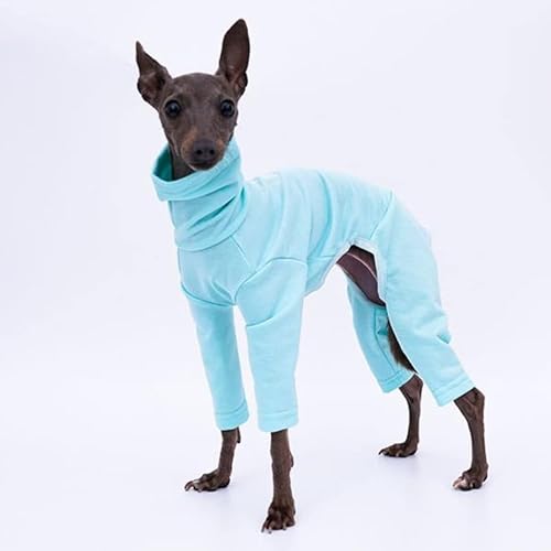 Miniatura 8 de Greyhound Clothes - Mameluco básico de algodón suave con cuello alto para perro, sudadera de manga larga, pijama elástica para perro italiano,