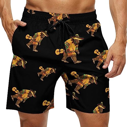 Bigfoot Sasquatch Mexican Mens Swim Trunks Quick Dry Beach Shorts Casual Sports Board Shorts Swimwear with Pocket - Main Image