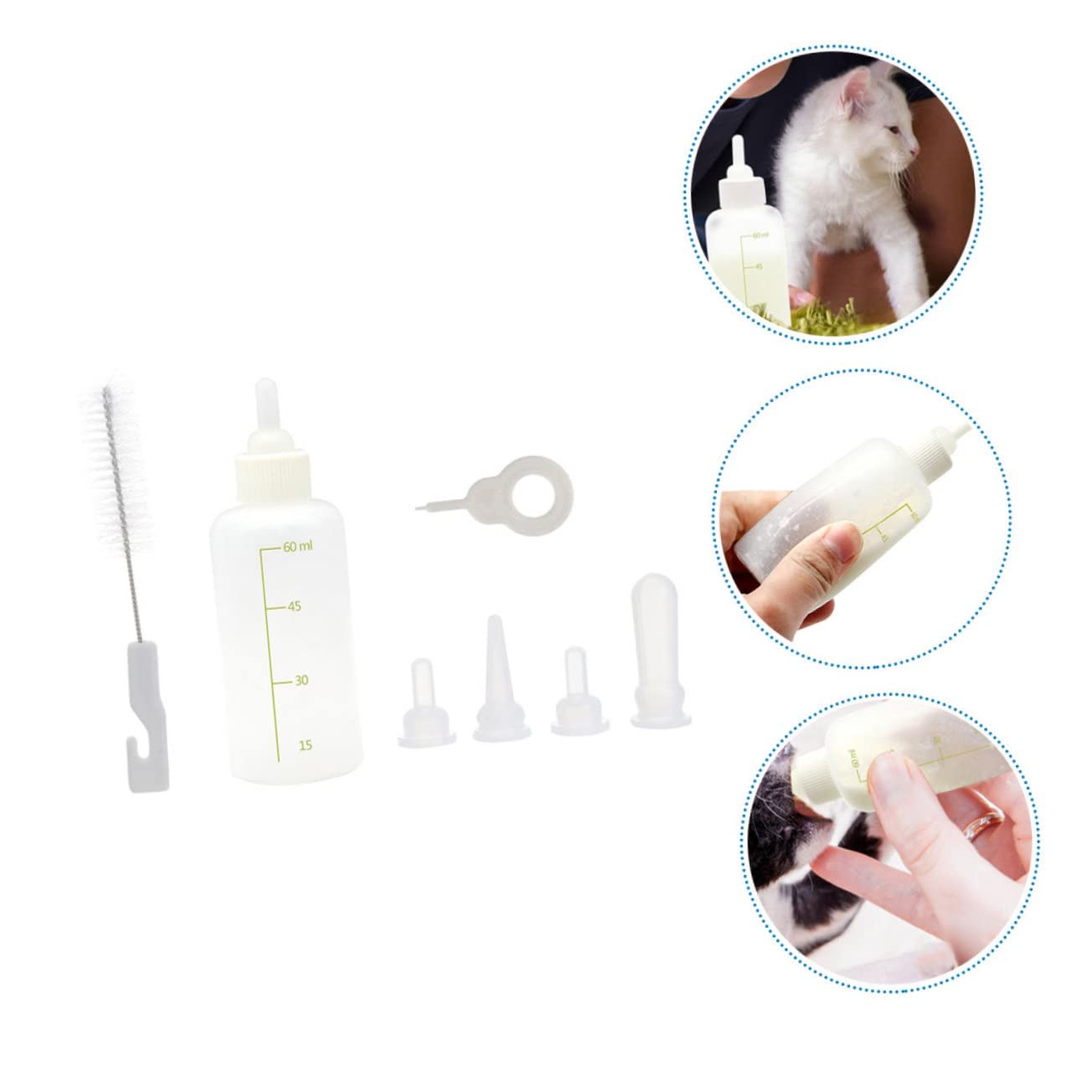 Kisangel Pet Nursing Feeder Set Dog Cat Feeding Bottles Silicone Bottles for Newborn Puppies