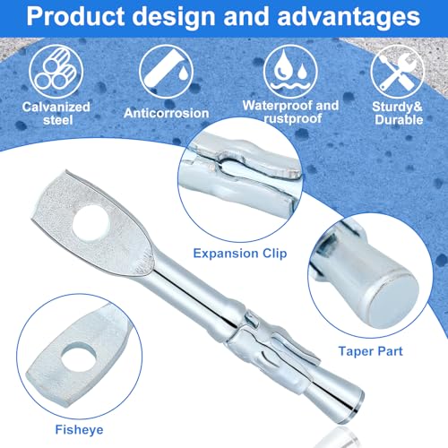 Pasimy PASIMY-EXPANSION-12 50 Pcs Eye Bolt Wedge Concrete Anchor 1/4 X 2 Inch Expansion Acoustical Ceiling Anchor Galvanized Carbon Steel Wedge Expansion Anchor thumb #2