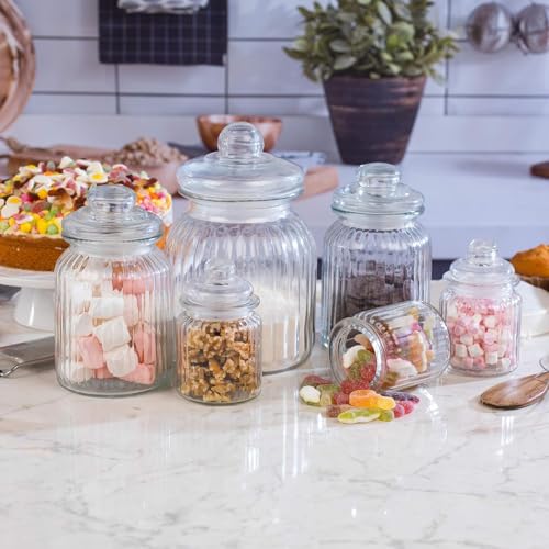 ARA CHOICE Ribbed Glass Jar with Ribbon – 250ml Airtight Storage Container with Seal Lid | Stylish Kitchen Decorative Storage Jar for Spices – Coffee – Sugar | Dishwasher Safe Jar (Grey) - Cosy Home Interiors ARA CHOICE Ribbed Glass Jar with Ribbon – 250ml Airtight Storage Container with Seal Lid | Stylish Kitchen Decorative Storage Jar for Spices – Coffee – Sugar | Dishwasher Safe Jar (Grey) - Image 7