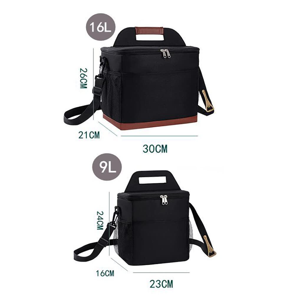 Bolsa isotérmica para el almuerzo, 16 L, portátil, impermeable, para almuerzo, pícnic, con correa para el hombro, doble compartimento para trabajo, escuela, viajes, oficina, azul oscuro
