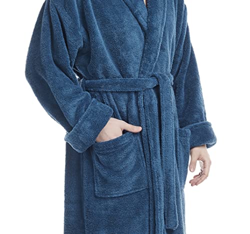 Arus Men's Shawl Collar Full Length Tall Long Fleece Robe, Turkish Bathrobe4