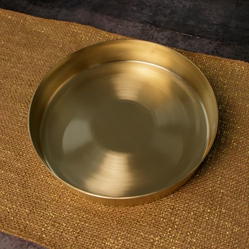 Image of 100% Pure Hand Cast Kansa Kids Thali - 8 Inch High-Edge Plate