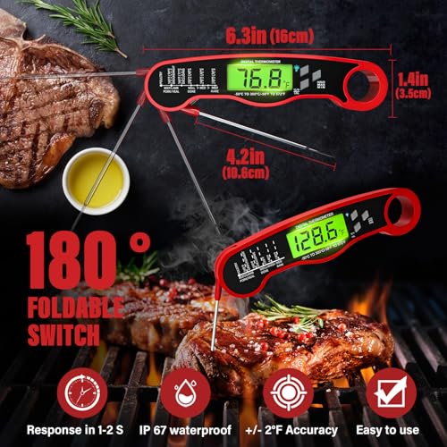 image for AWLKIM 5 Pack Professional Kitchen Food Thermometer Set – Includes I