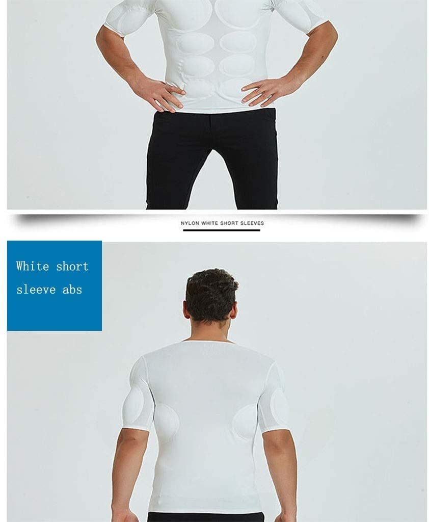 T-Shirt de Compression for Homme, Faux Muscle, Gainant, Poitrine, épaules, rembourré, sous-vêtement, Chemise Amovible
