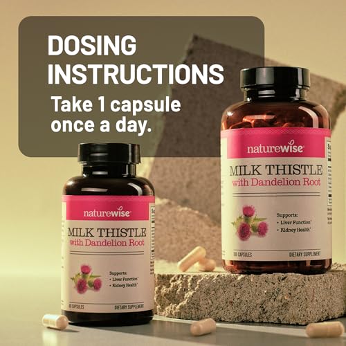 NatureWise Milk Thistle with Dandelion Root - Silymarin - Antioxidant Liver & Kidney Health Support Supplement - Vegan, Non-GMO, Gluten Free - 60 Count[60-Day Supply] - image 9