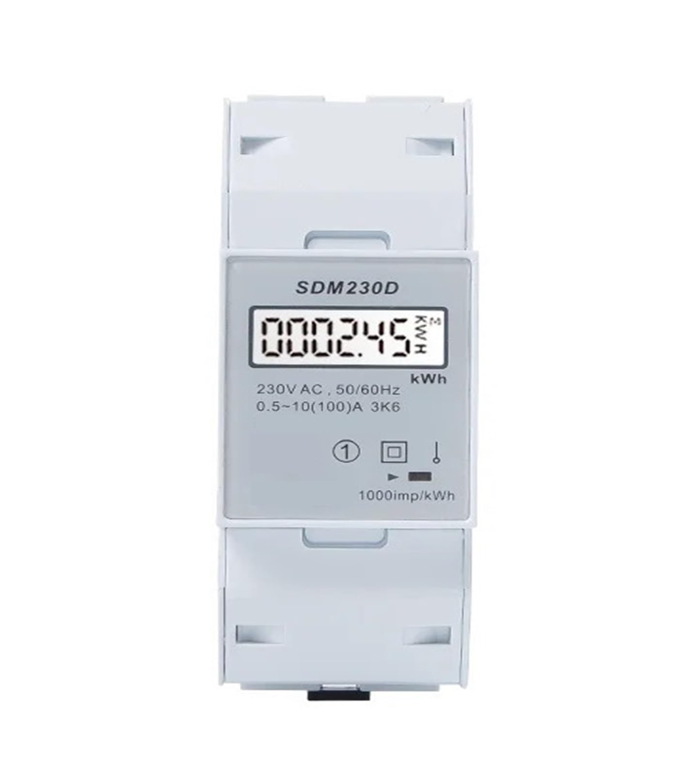 PXQCHAVLN Energy Meter SDM230D Single Phase Din Rail 100A 230V AC LCD Display