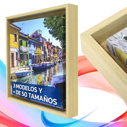 lafabricadelcuadro® Marco flotante o Caja Americana para lienzos, tablas, fotos, azulejos. Cuadro (256 Crudo, 3F-27X22 cm)