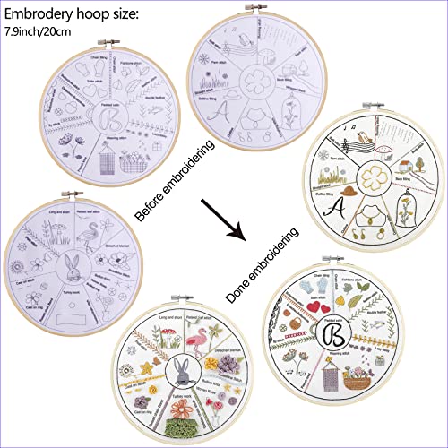 Beginners Embroidery Kit,3 Sets Embroidery Starter Kits For Adults And Kids, Practice 36 Different Stitches, Diy Creative Figures Inspired Projects Needlepoint Kit #TOP2