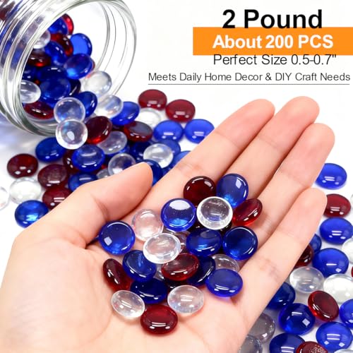 Image of Mini Glass Gems Flat Bottom Marble Beads for Vase, Aquarium & Fish Tank | Mixed Color Decorative Glass Stones Vase Filler for Planter, Crafts, Home Art Decoration (2 Pounds)