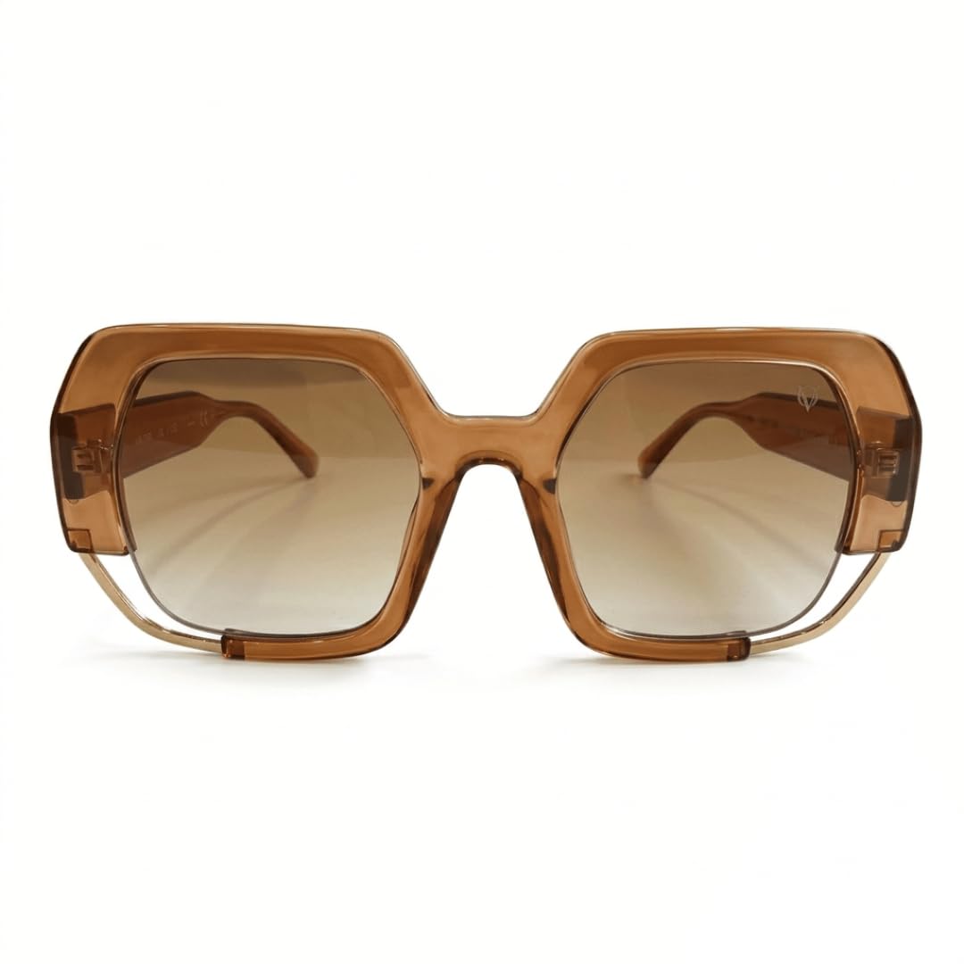 Luxe Horizon Light Brown Oversized Square Sunglasses for Women | UV400 Protection | Lightweight Anti-Glare Designer Sunglasses for Driving, Travel, Outdoor & Daily Wear-picture-21