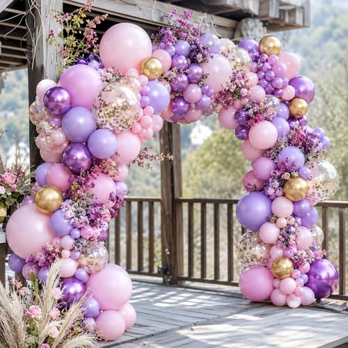 Image of Pink and Purple Balloons 50 Pcs 12 Inch