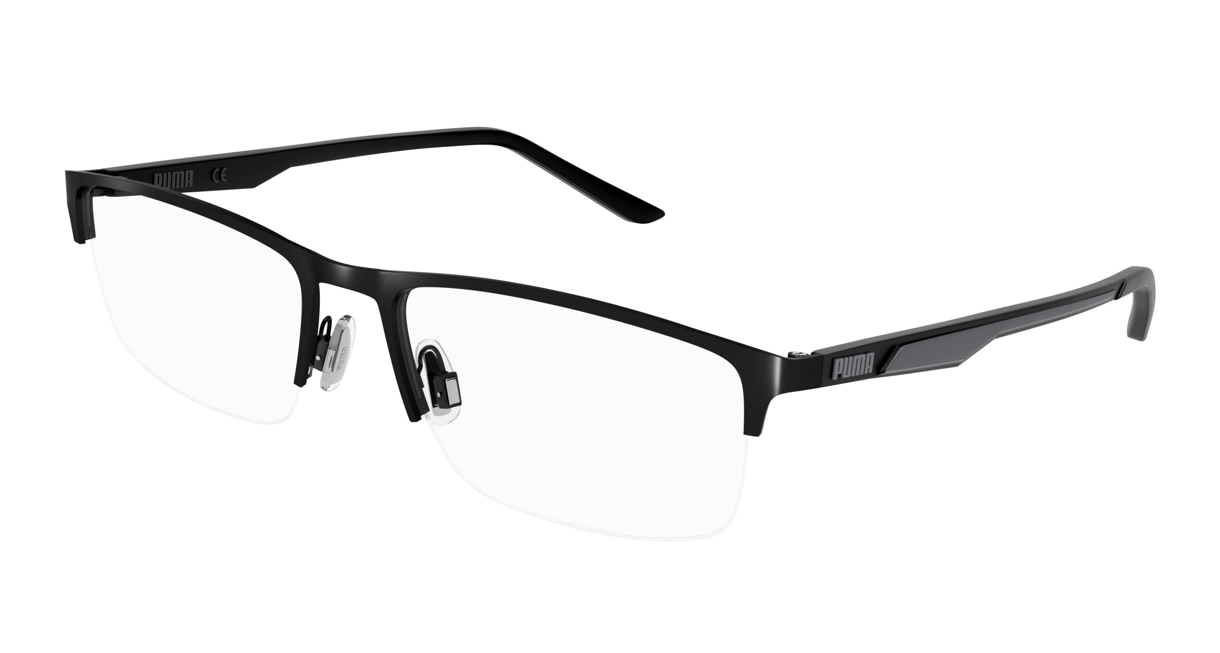 Puma Brille mit Sehstärke für Herren optional mit Sonnenbrillentönung oder Blaulichtfilter, Quadratisch, gefertigt im Spritzgussverfahren, Modell: PU0373O-001 (inklusive Brillenetui)