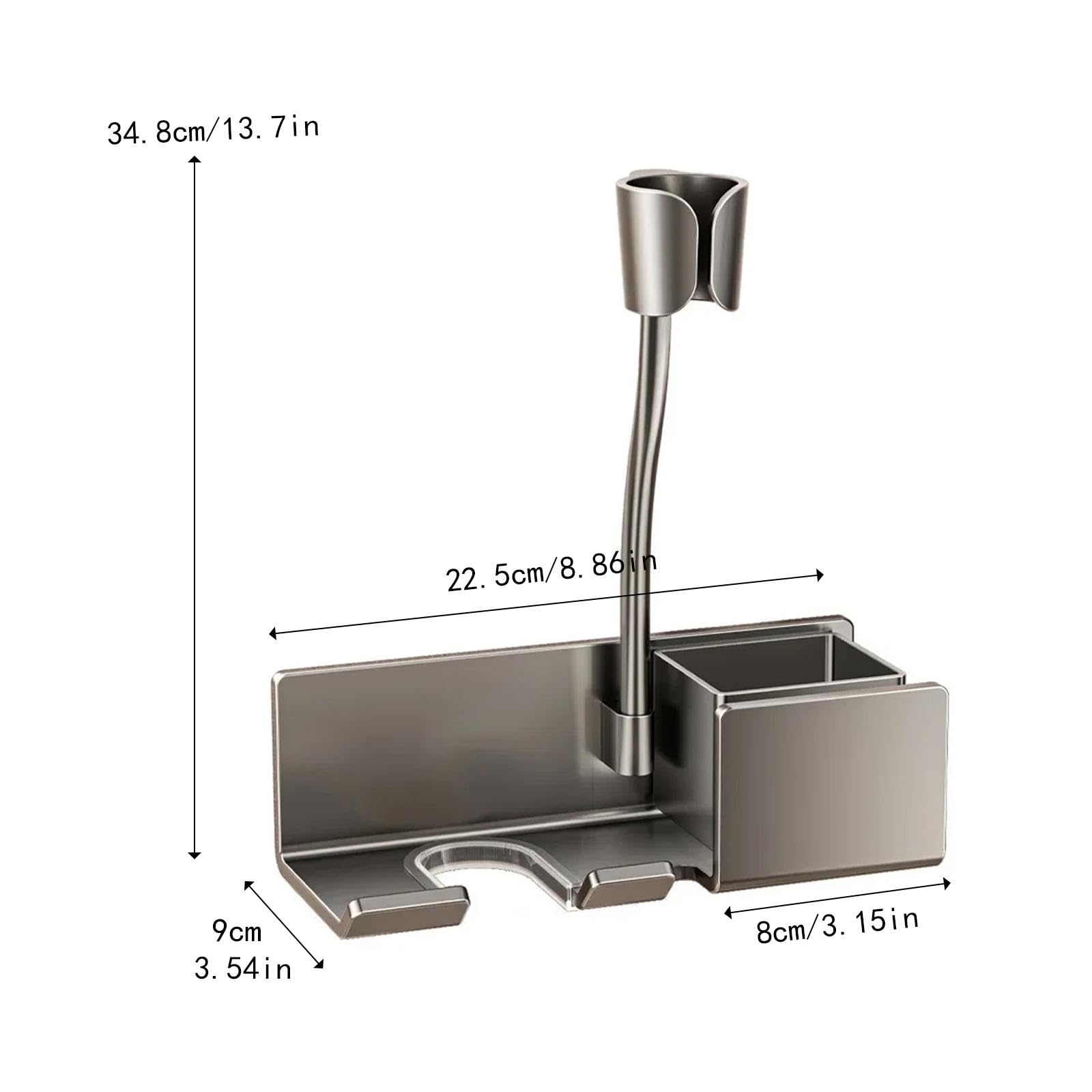 Wall Mounted Hair Dryer Holder Bathroom Blow Dryer Rack Blow Hairdryer Organizer for Bedroom, Grey