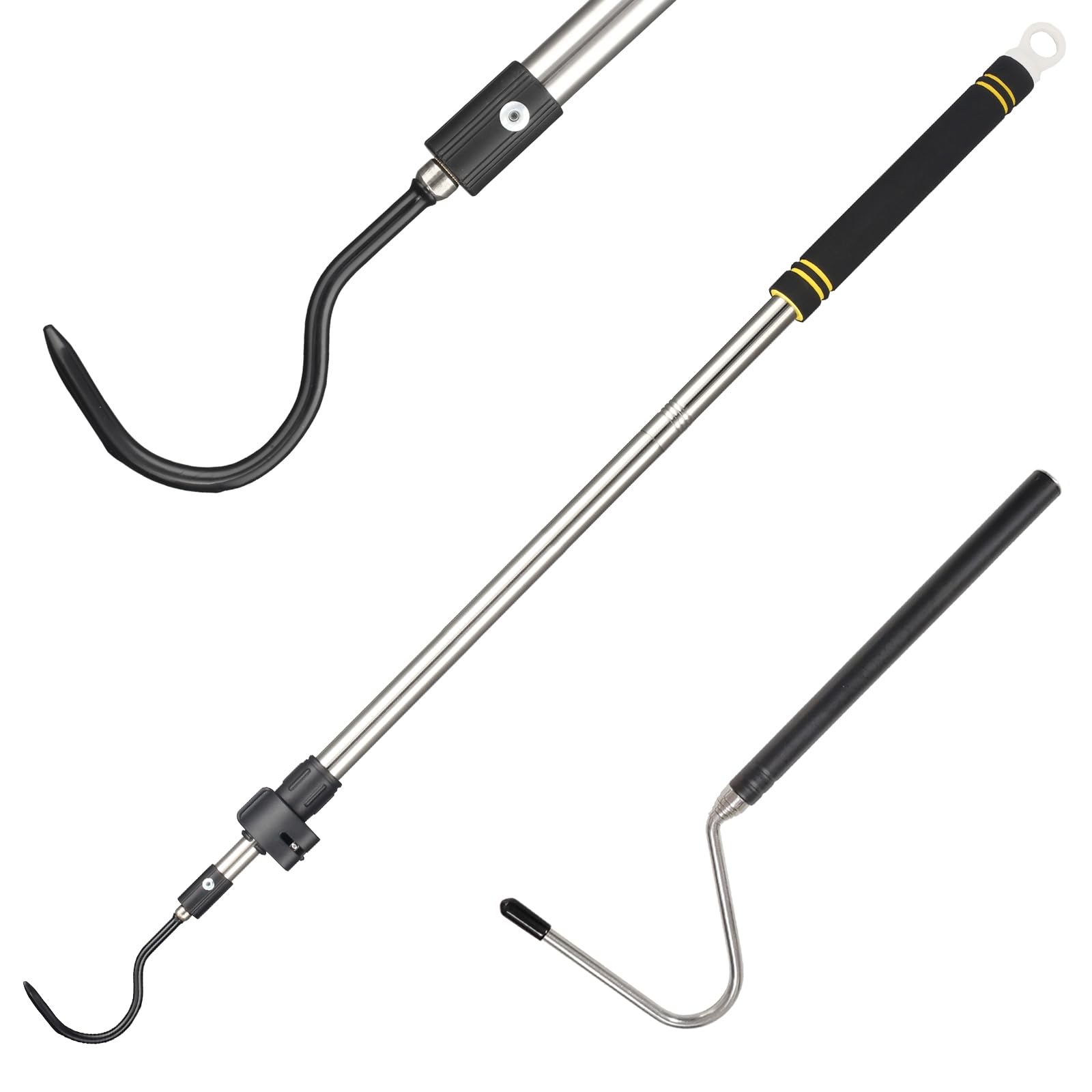 2pcs Snake Hook Set, Telescopic Snake Catcher Stainless Steel Snake Handling Tool for Moving Ball Rattlesnakes Python Copperhead with Long Handle (35-64inch&amp;26inch)