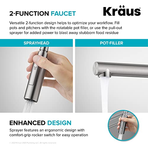 KRAUS Artec Pro Commercial Style Pull-Down Single Handle Kitchen Faucet with Pot Filler in Matte Black, KPF-1604MB by Kraus - Image 6
