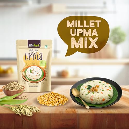Image of WiseMeal Multi Millet Upma Mix | High Protein & High Fiber Instant Breakfast | No Added Preservatives | Easy to Cook Healthy Indian Breakfast | Weight Management Friendly | Traditional South Indian Upma Mix | Pack of 4