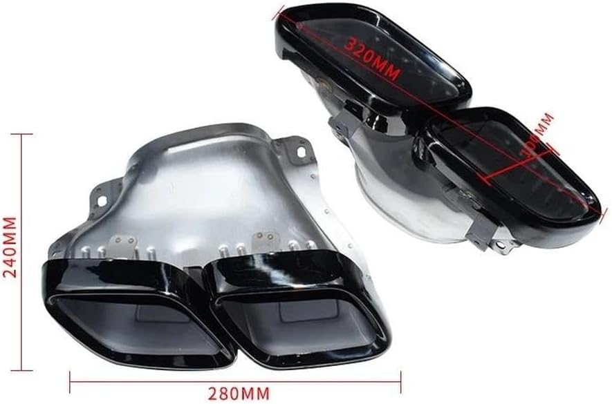 Spare Parts For Benz GT63 AMG Square Mouth Black Tailpipe Stainless Steel Muffler Tip Exhaust Head