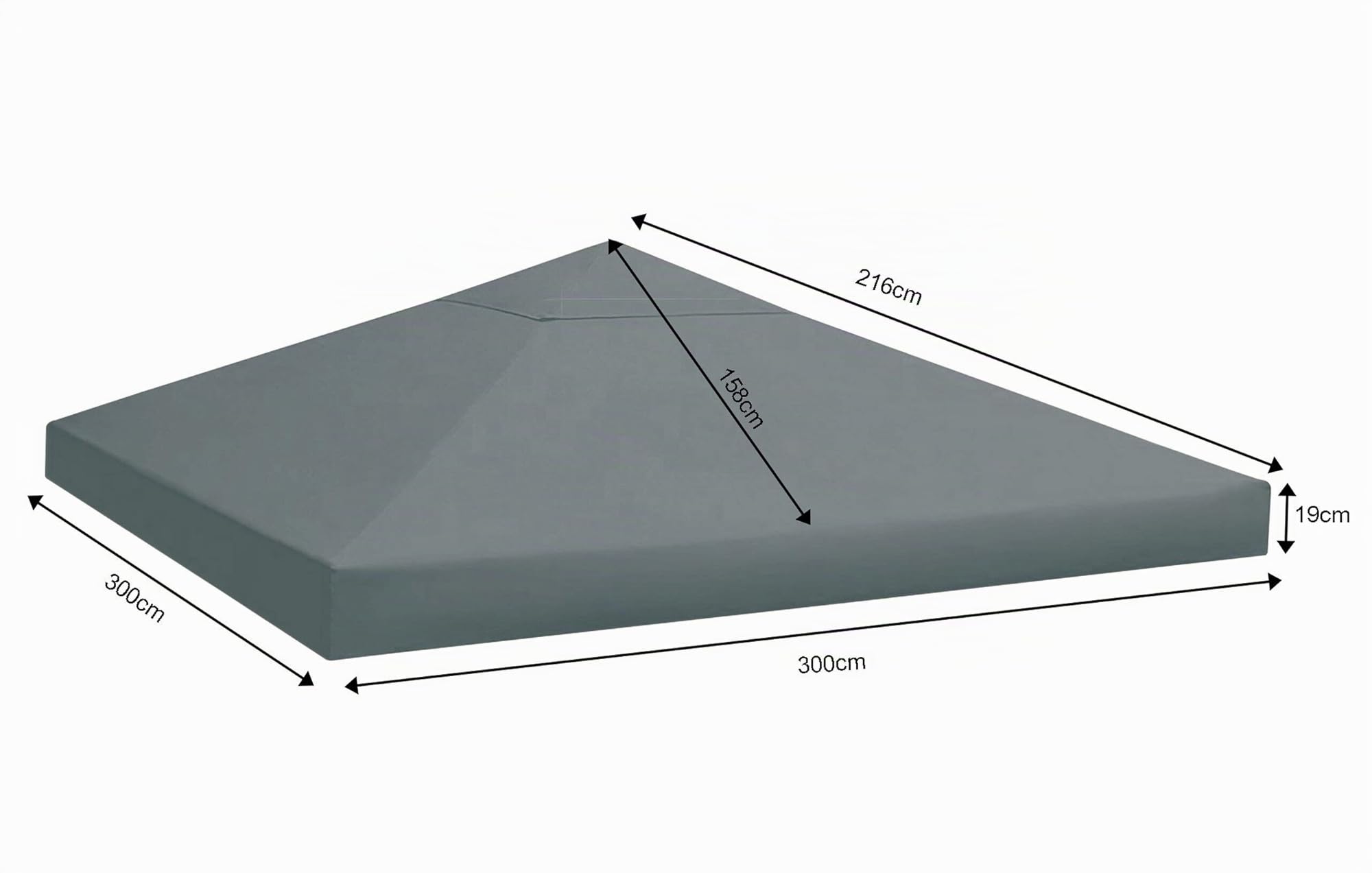 QUICK STAR Toit de Remplacement pour Gazebo Rank 3x3m Anthracite