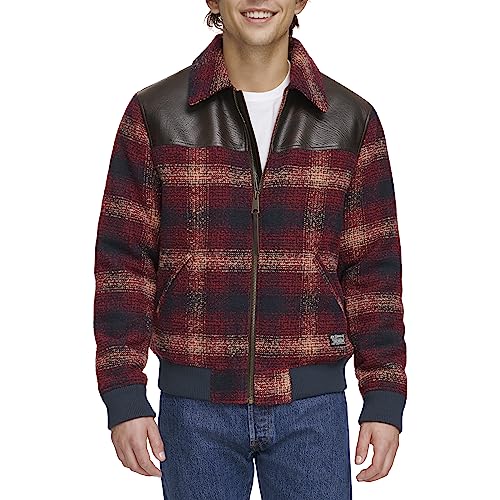 Image of Levi's Men's Mixed Media Western Plaid Bomber Jacket