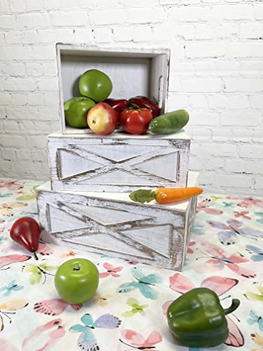 Admired By Nature ABN5E172-WHT Wooden Crates Storage Container, 3Pc Farmhouse Style Decorative Baskets thumb #3