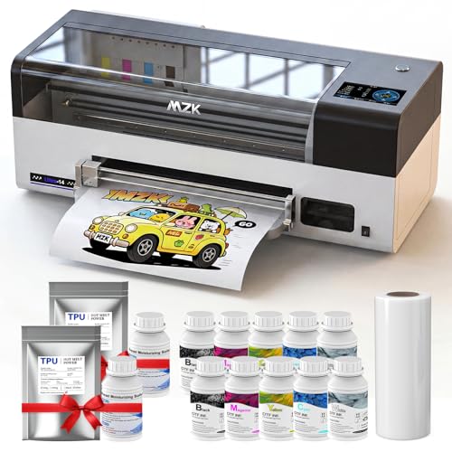 Image of MZK 14'' A3 Plus DTF Printer with F1080 printhead,One-Click Printer Moisturizing+24 /7 Automatic Timed Cleaning+Ink Anti-Clog Design,5 inch Smart Touchscreen,2X Speed Compared to L1800,2-Year Ink Included