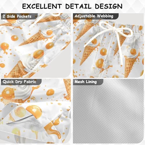 Ice Cream Orange Boys Swim Trunks Toddler Shorts Swimwear Boardshorts3