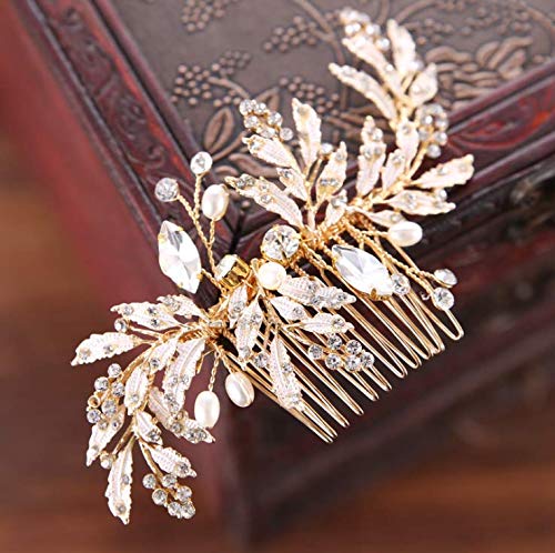 Handmade wedding hair comb gold rhinestone flower clip, bride, bridesmaid, dance, queen headdress, ladies royal wedding hair accessories