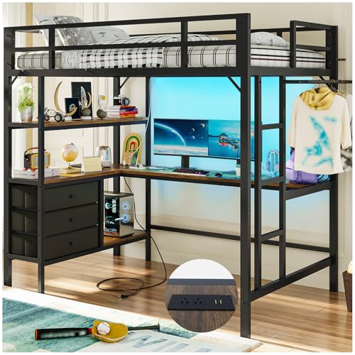 La Mejor Recopilación de Literas Triples Coppel los preferidos por los clientes. 45 SIMPLE HOGAR Literas Individuales,1M Litera Con Escritorio Abajo,Litera Individual con Regleta y Tira LED,Cama de Literas Con 3 Estantes y 3 Cajones de Tela.Cama Alta Con...